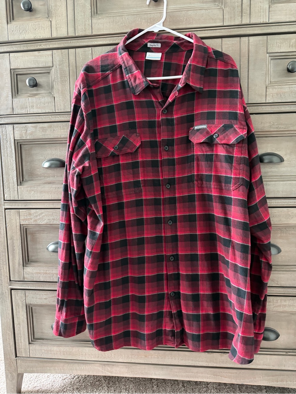 Columbia Red & Black Plaid Button-Down Shirt